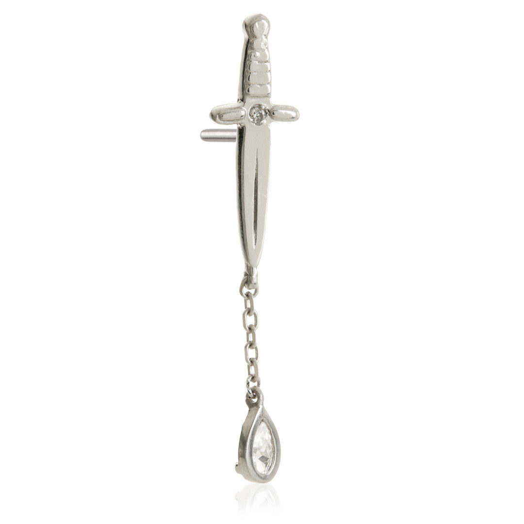 TL - 14ct Threadless Sword & Hanging Gem Pin Attachment
