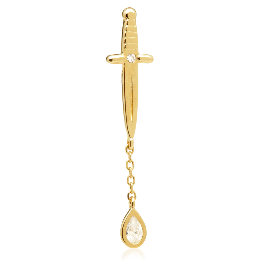 TL - 14ct Threadless Sword & Hanging Gem Pin Attachment