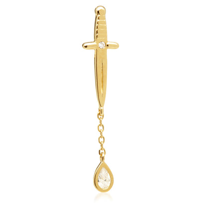 TL - 14ct Threadless Sword & Hanging Gem Pin Attachment