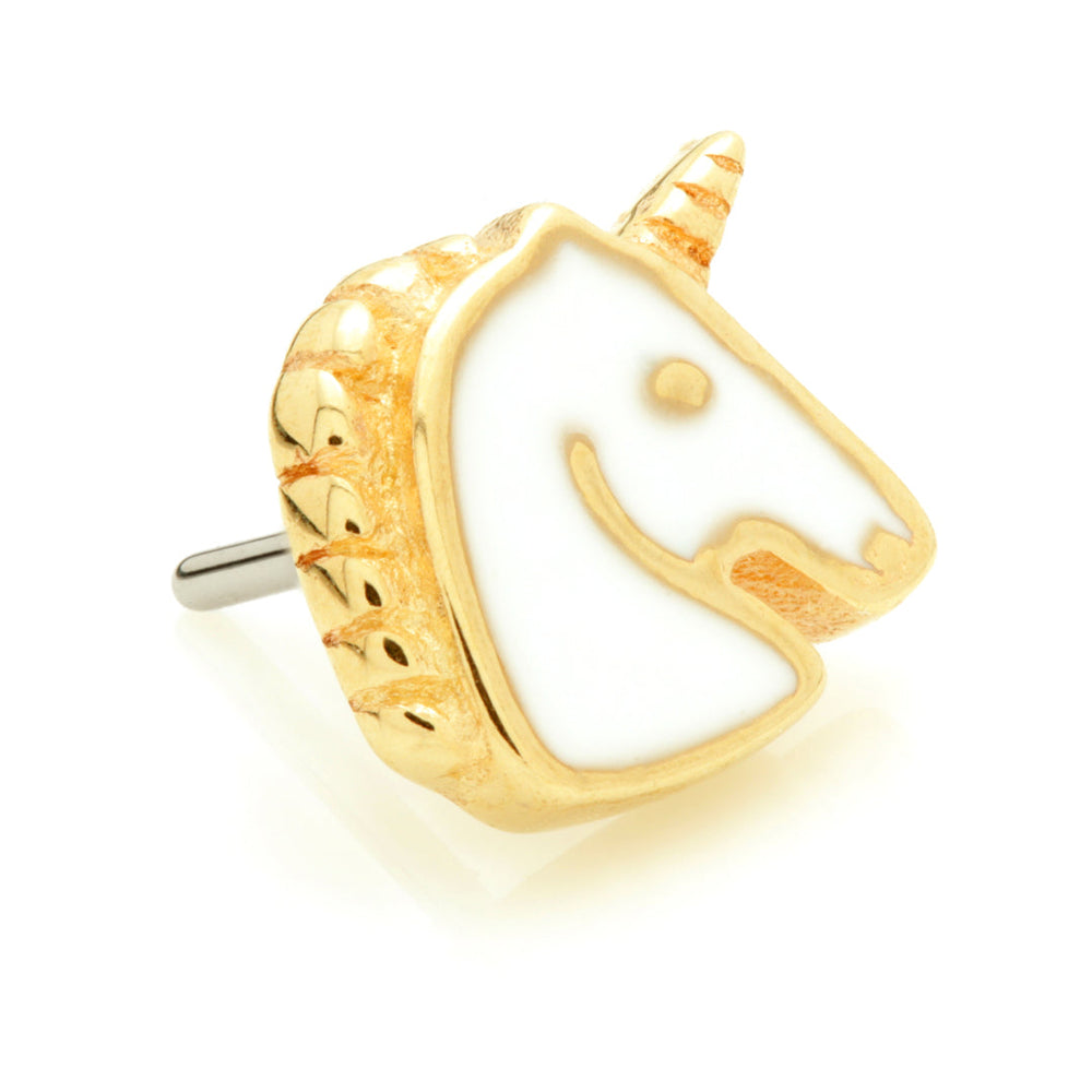 TL - 14ct Threadless Enamel Unicorn Pin Attachment