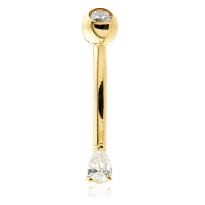 TL - 14ct Gold CZ Tear Rook Bar