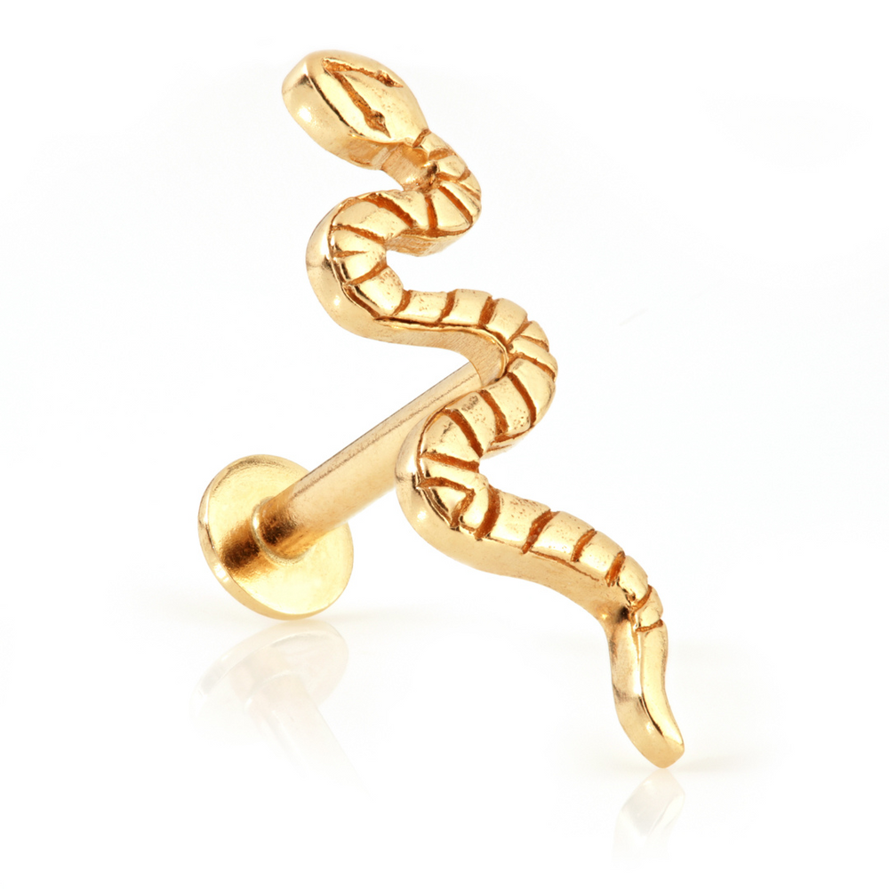 TL - 9ct Gold Embossed Snake Internal Labret