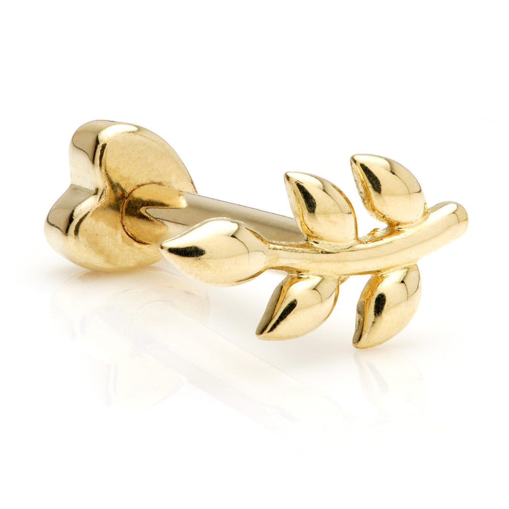 TL - 9ct Gold Fixed Leaf with Screw on Heart Back