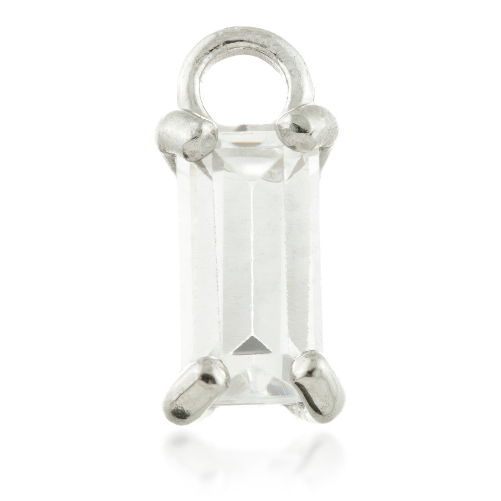 9 Carat Solid Gold Jewel Baguette Hoop Charm for Hinge Segment Ring
