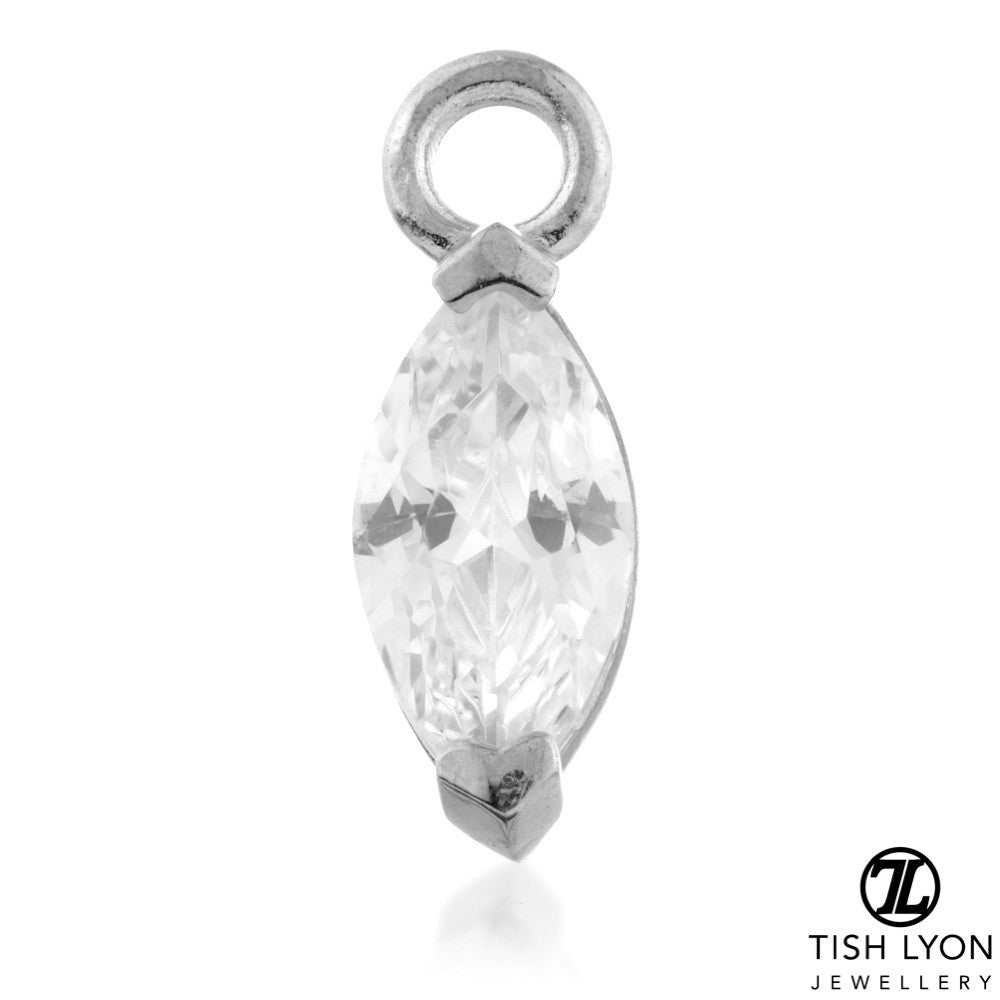 9 Carat Solid Gold Jewel Marquise Hoop Charm for Hinge Segment Ring