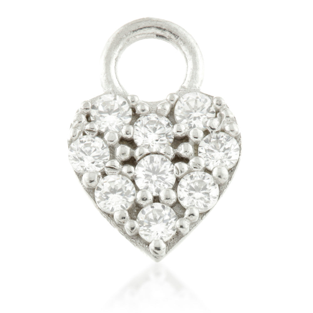9 Carat Solid Gold Jewelled Heart Hoop Charm for Hinge Segment Ring