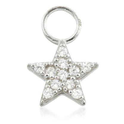 9 Carat Solid Gold Jewelled Star Hoop Charm for Hinge Segment Ring