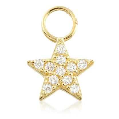 9 Carat Solid Gold Jewelled Star Hoop Charm for Hinge Segment Ring