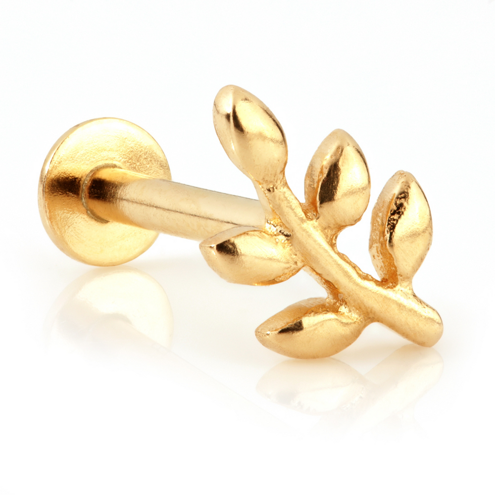 TL - 9ct Gold Leaf Internal Labret