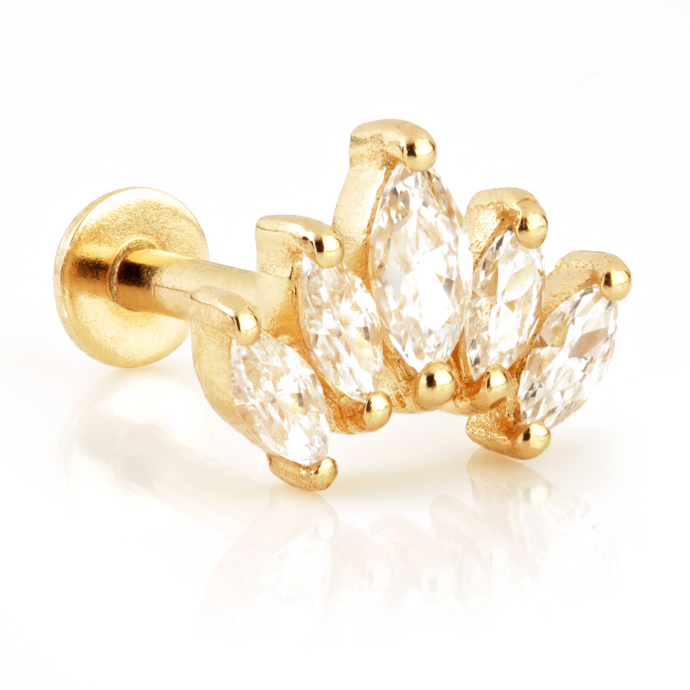 TL - 9ct Gold Marquise Crescent Internal Labret