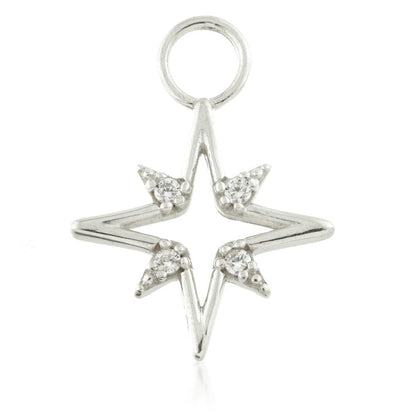 9 Carat Solid Gold Open North Star Hoop Charm for Hinge Segment Ring