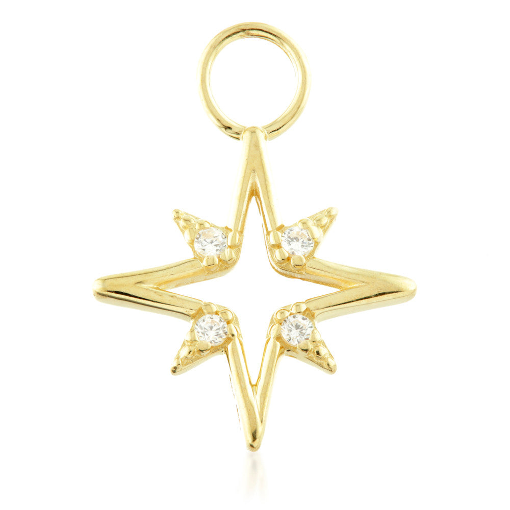 9 Carat Solid Gold Open North Star Hoop Charm for Hinge Segment Ring