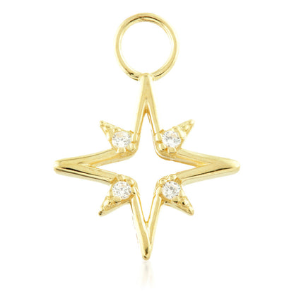 9 Carat Solid Gold Open North Star Hoop Charm for Hinge Segment Ring