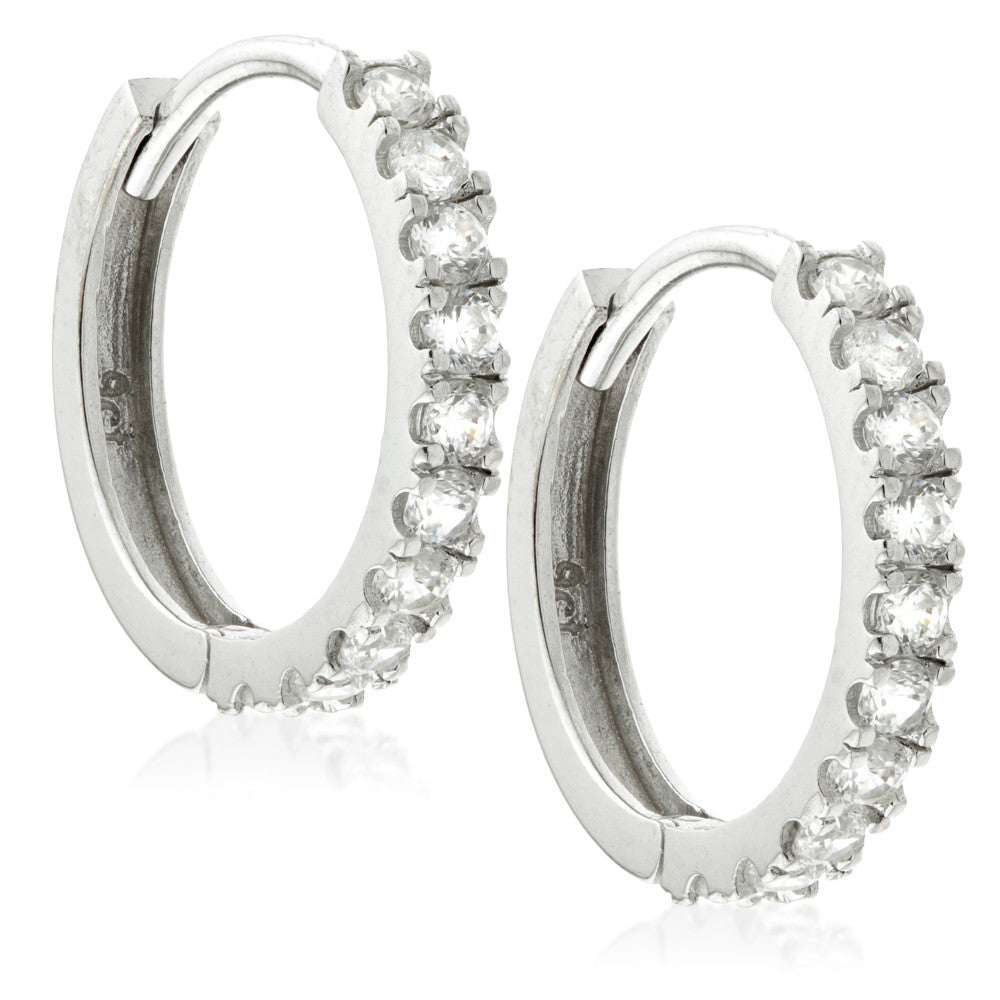 TL - 9ct Gold Pave CZ Huggie Hoops (Pair)