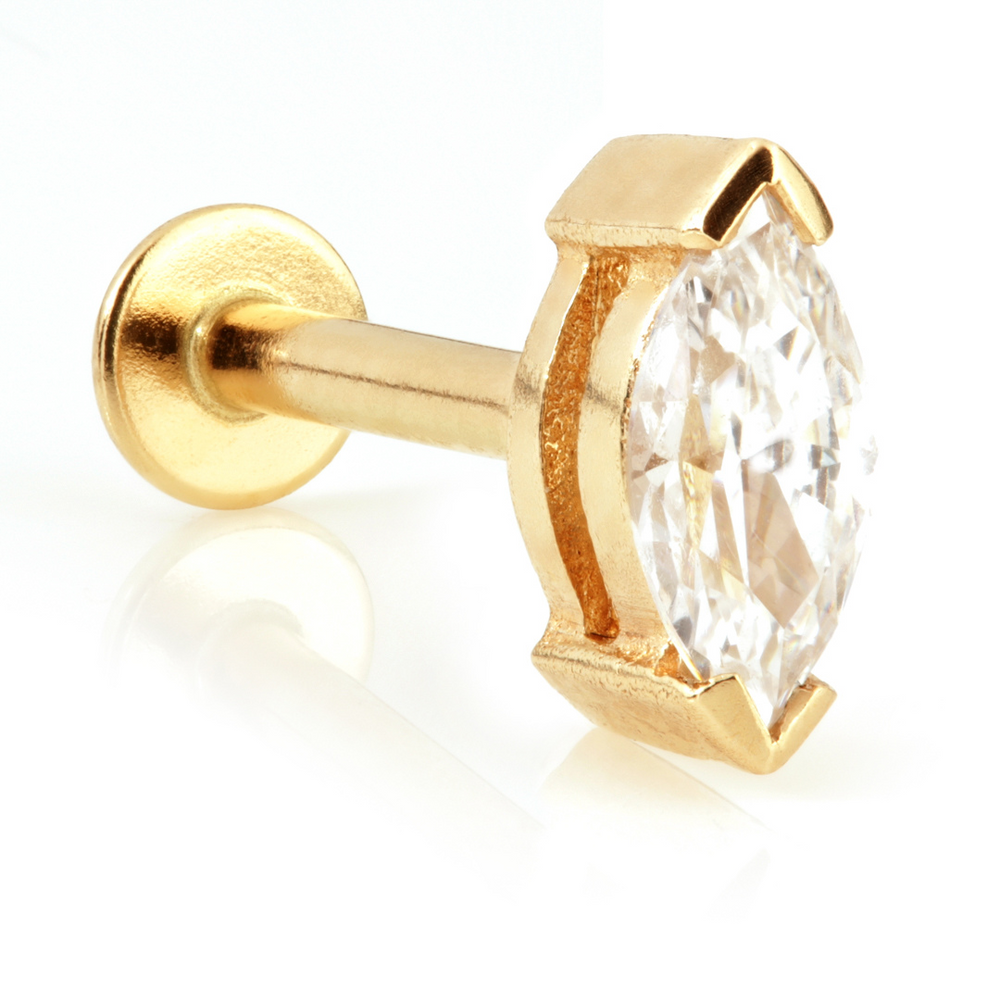 TL - 9ct Gold Single Marquise Gem Internal Labret