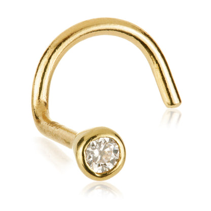 TL - Gold Bezel Gem Nose Stud