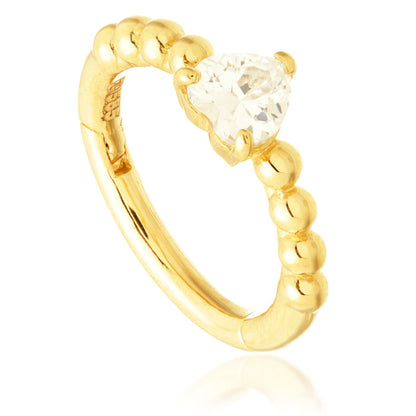 TL - Gold Bubble Heart Hinge Ring