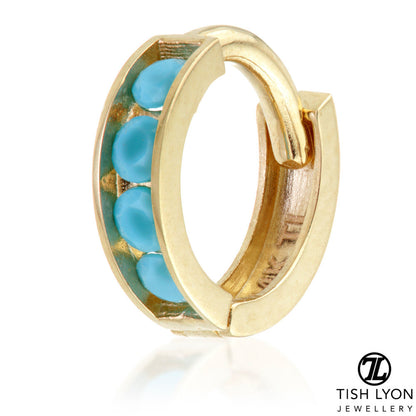 TL - Gold Channel Turquoise Hinge Ring