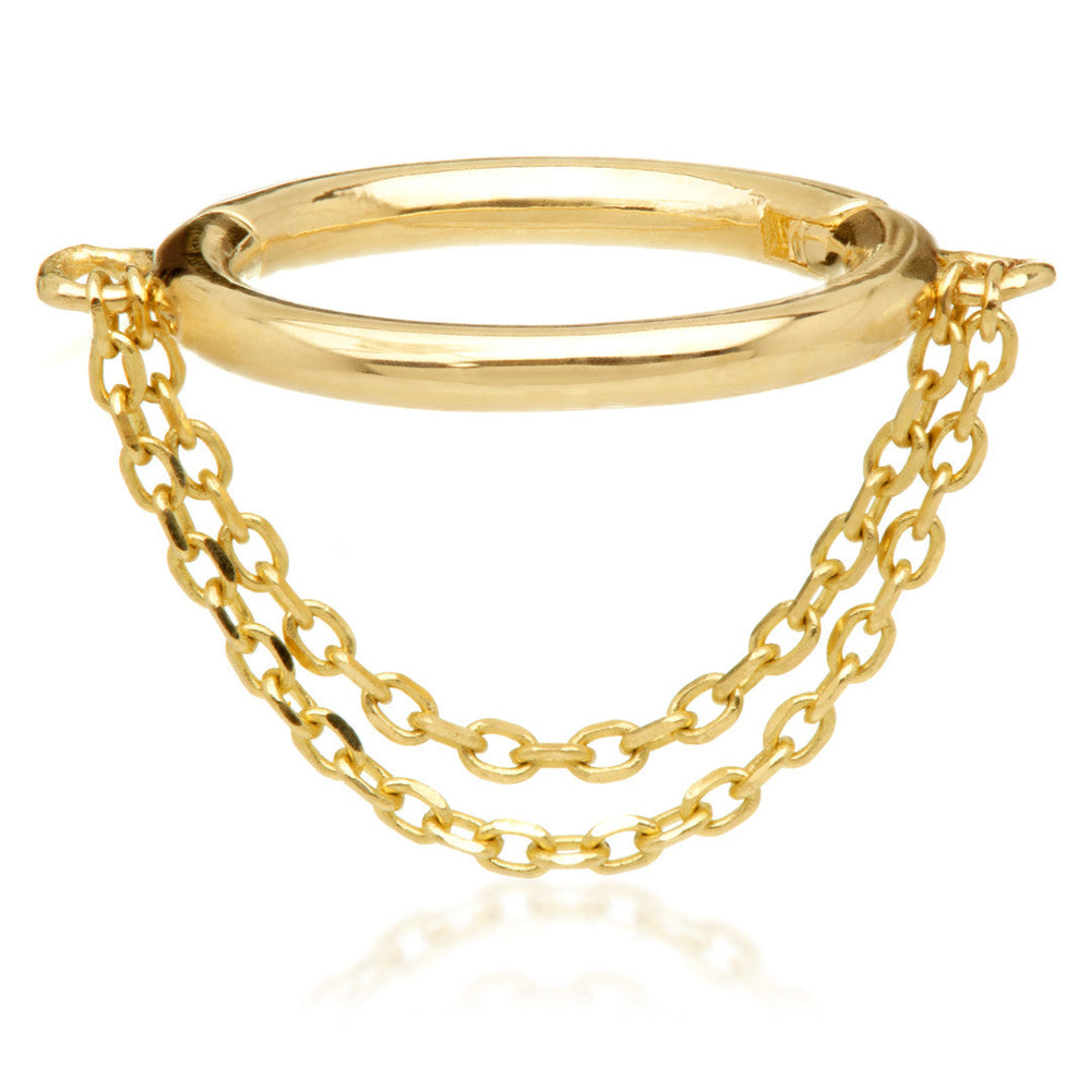 TL - Gold Conch Ring with Double Hanging Chains