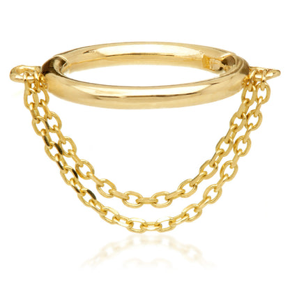 TL - Gold Conch Ring with Double Hanging Chains