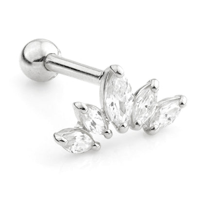 TL - 9K Gold Crescent Marquise Gem Cartilage Bar