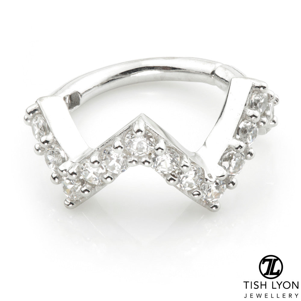 TL - Gold CZ Pave Zig-Zag Hinge Ring