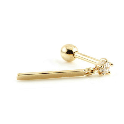 TL - Gold Gem & Hanging Bar Cartilage Bar