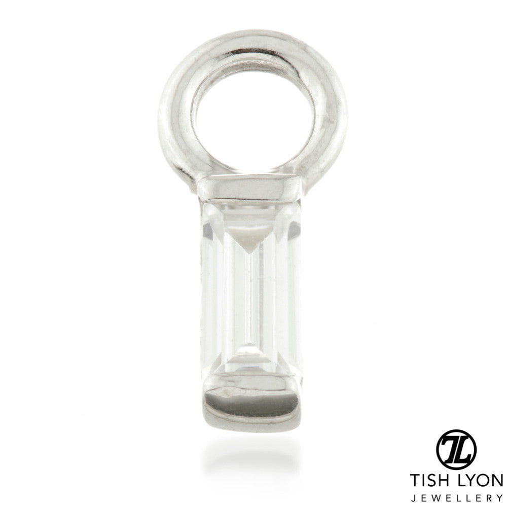 9 Carat Solid Gold Gem Baguette Hoop Charm for Hinge Segment Ring