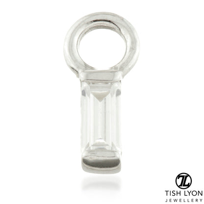 9 Carat Solid Gold Gem Baguette Hoop Charm for Hinge Segment Ring