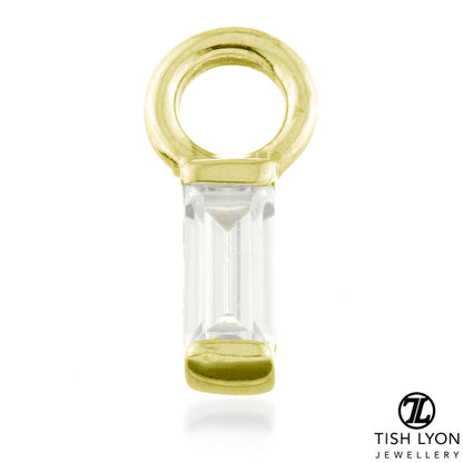 9 Carat Solid Gold Gem Baguette Hoop Charm for Hinge Segment Ring