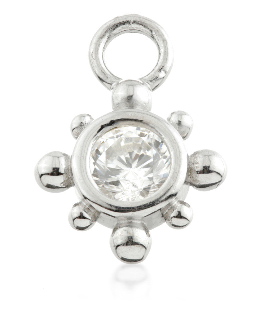 9 Carat Solid Gold Gem Circle Dot Surround Hoop Charm for Hinge Segment Ring