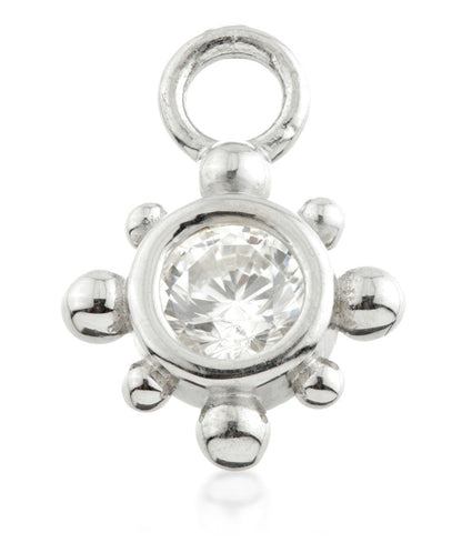 9 Carat Solid Gold Gem Circle Dot Surround Hoop Charm for Hinge Segment Ring