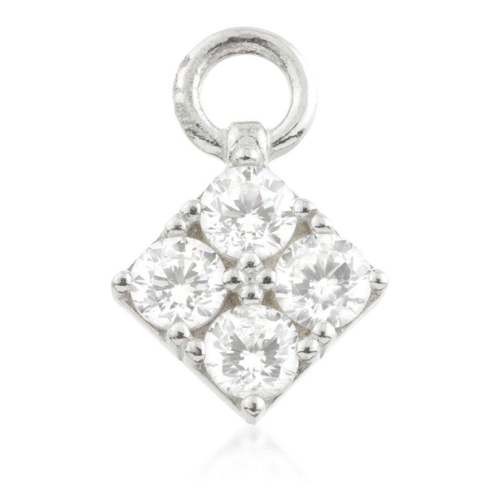 9 Carat Solid Gold Gem Diamond Shape Hoop Charm for Hinge Segment Ring