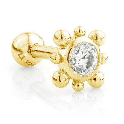 TL - 14 Carat Gold Gem Dot Cartilage Bar - 1.2mm