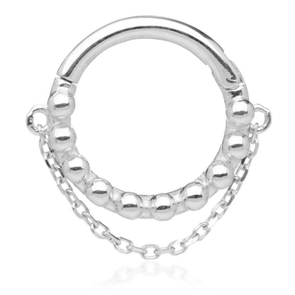 TL - Gold Hinged Bubble Ring with Hanging Chain