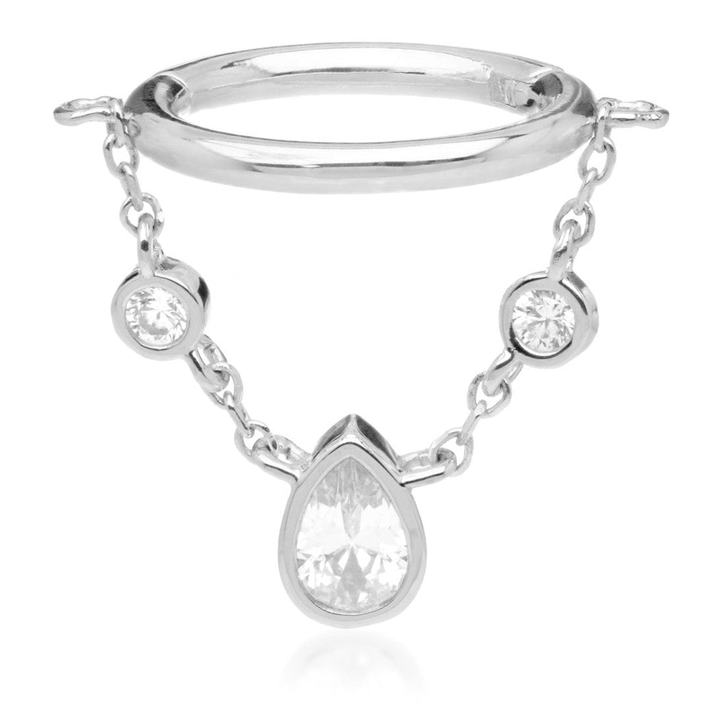 TL - Gold Hinged Ring with Hanging Gem Chain