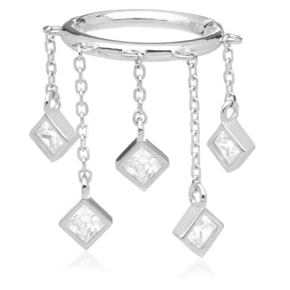 TL - Gold Hinged Ring with Hanging Square Gems