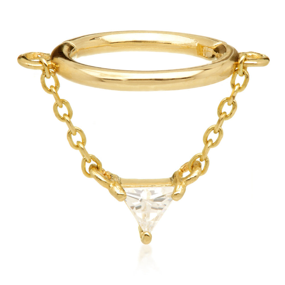 TL - Gold Conch Ring with Trillion Hanging Chain