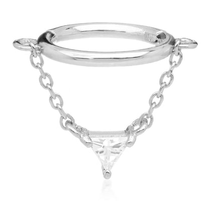 TL - Gold Hinged Ring with Trillion Hanging Chain