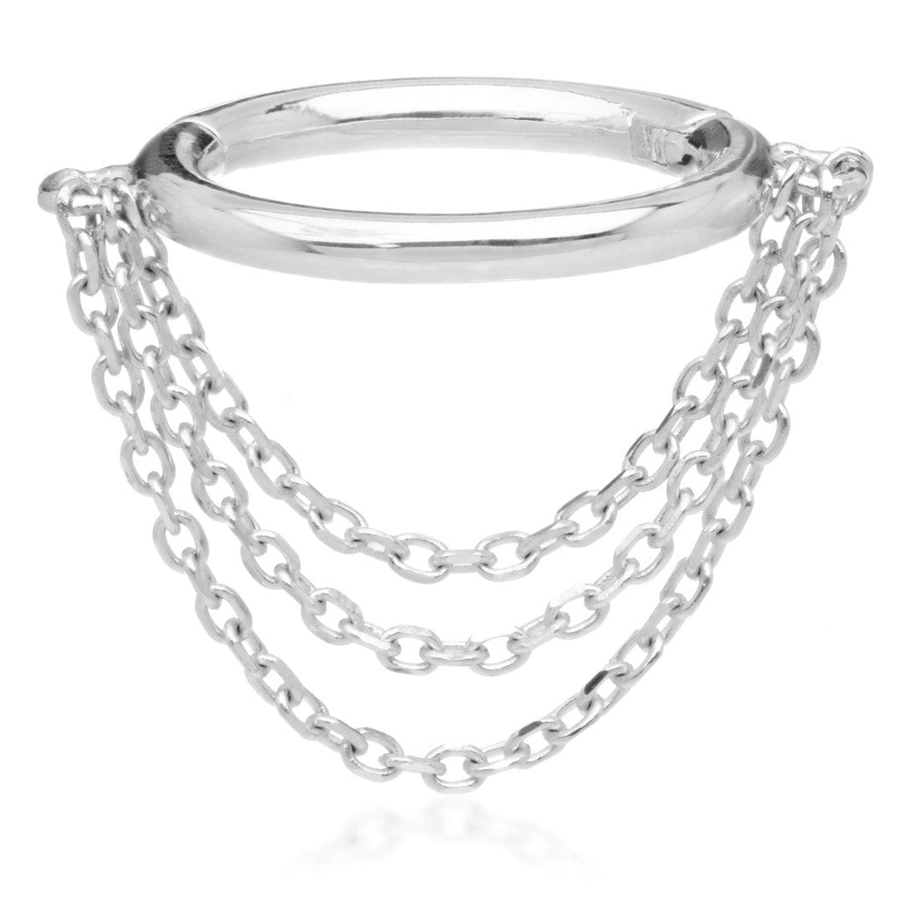 TL - Gold Hinged Ring with Triple Hanging Chains