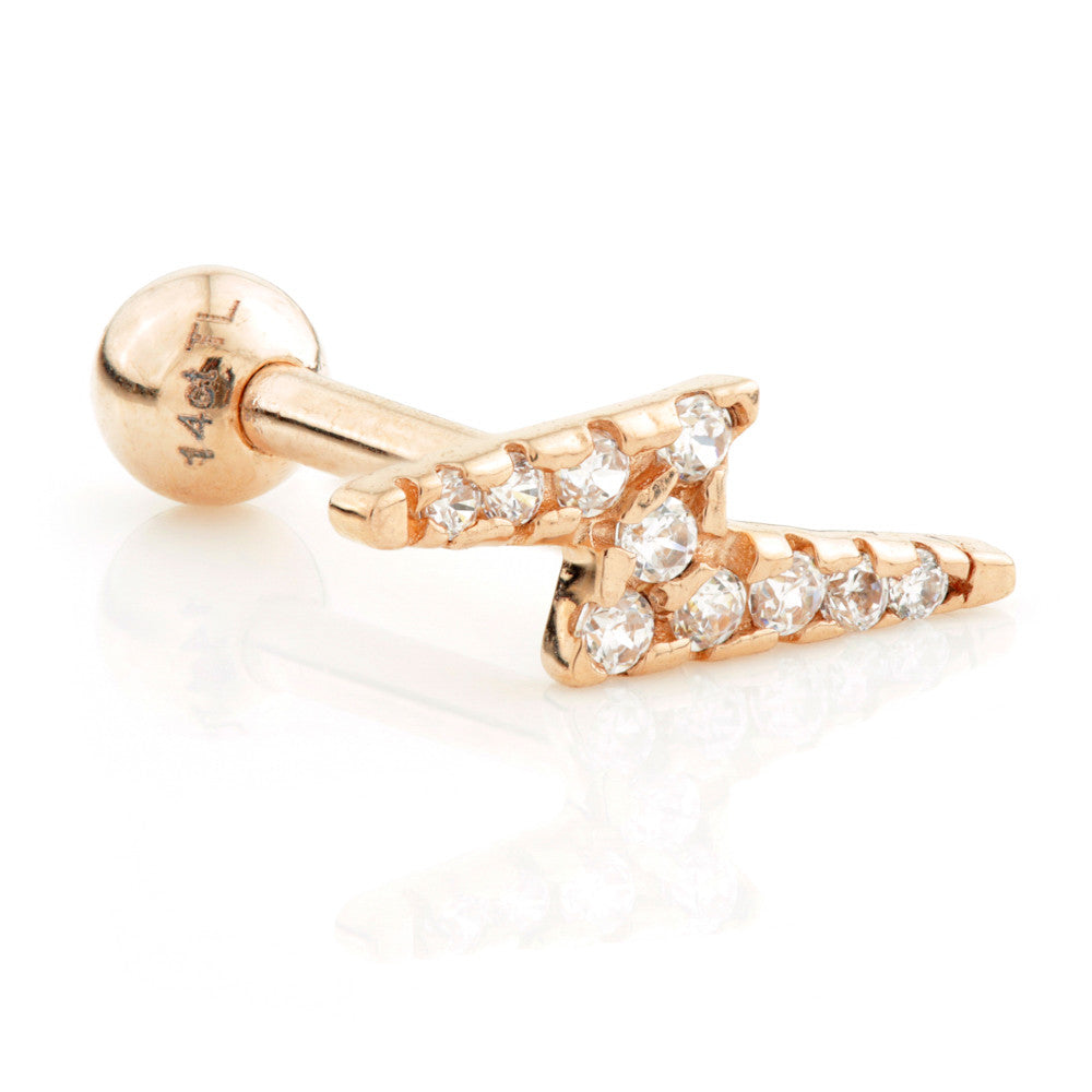TL - 14 Carat Gold Jewel Lightning Bolt Cartilage Bar
