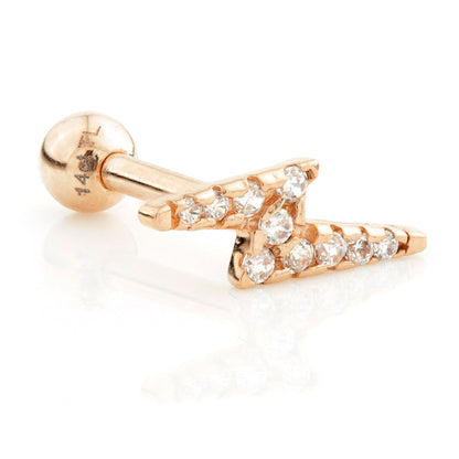 TL - 14 Carat Gold Jewel Lightning Bolt Cartilage Bar
