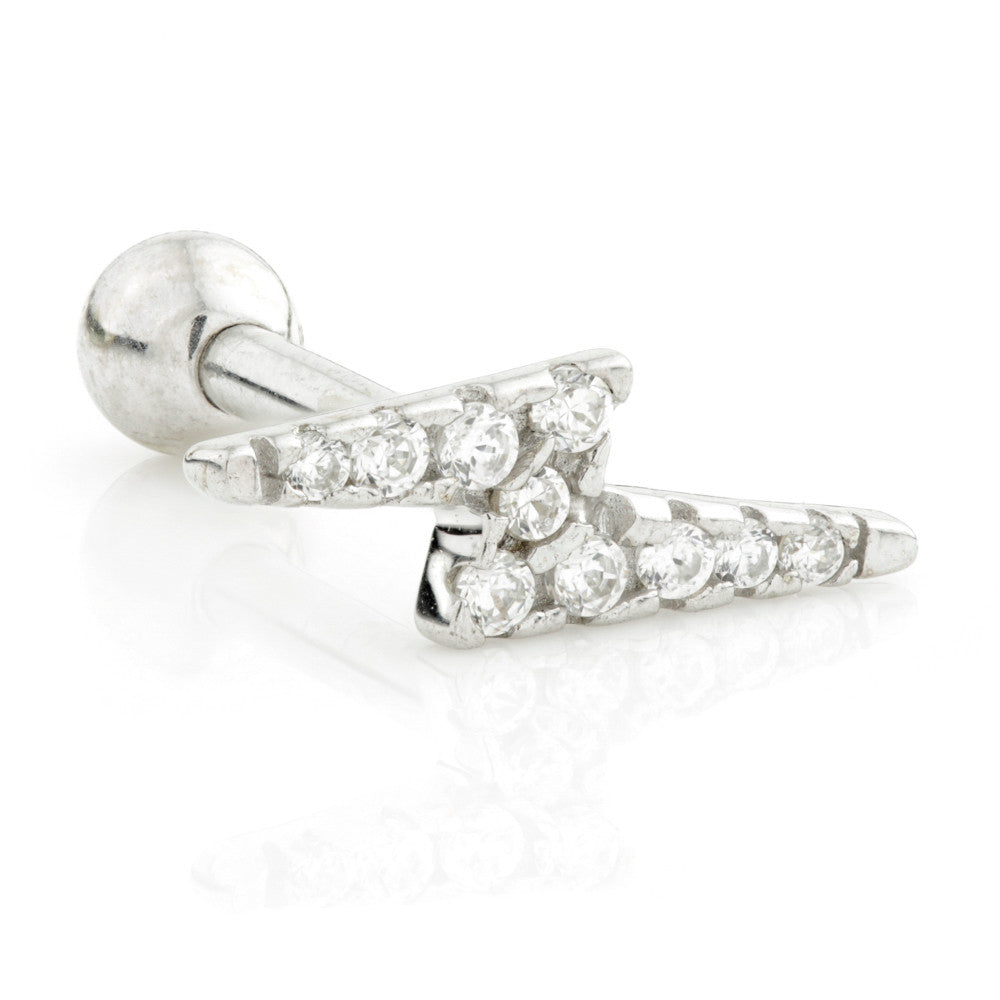 TL - 9 Carat Gold Jewel Lightning Bolt Cartilage Bar