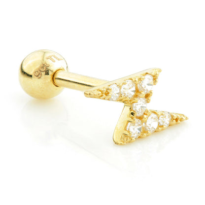TL - 14 Carat Gold Jewel Lightning Bolt Cartilage Bar