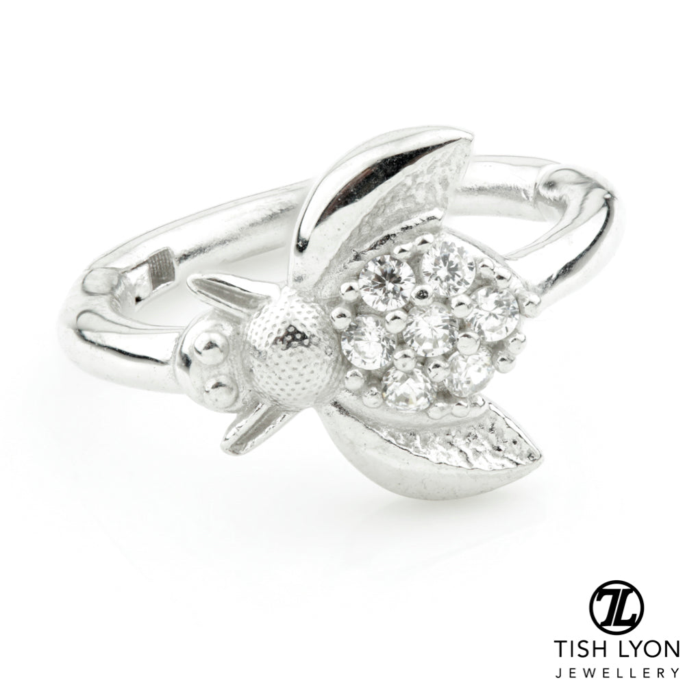TL - Gold Jewelled Bee Hinge Segment Ring