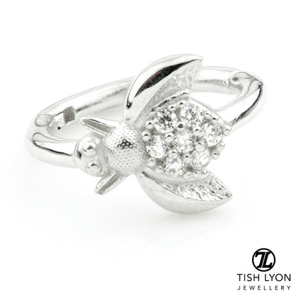 TL - Gold Jewelled Bee Hinge Segment Ring