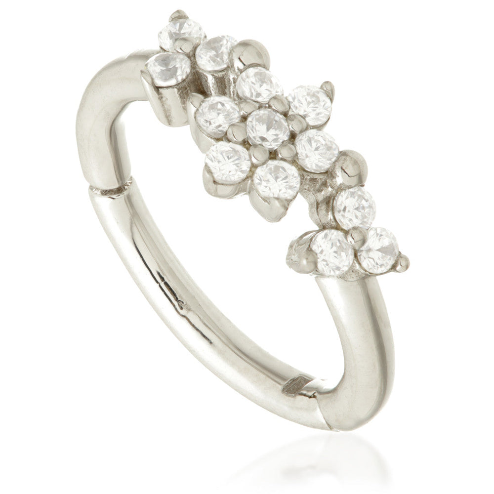 TL - Gold Jewelled Flower With Double Trinity Hinge Ring