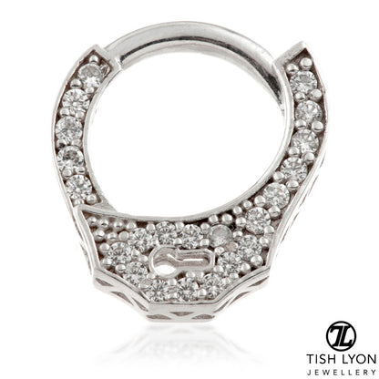 TL - Gold Jewelled Handcuff Hinge Ring