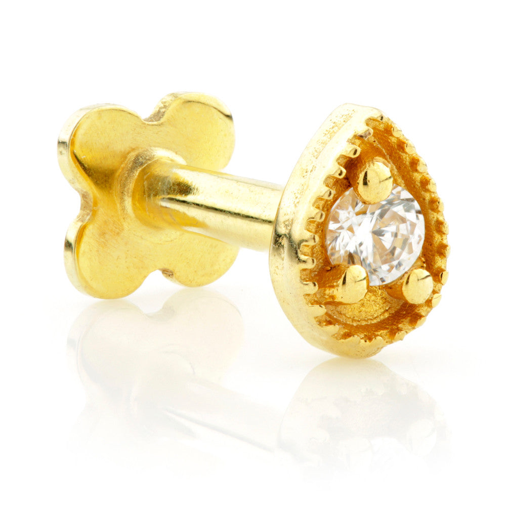 TL - Gold Jewelled Miligrain Tear Internal Labret