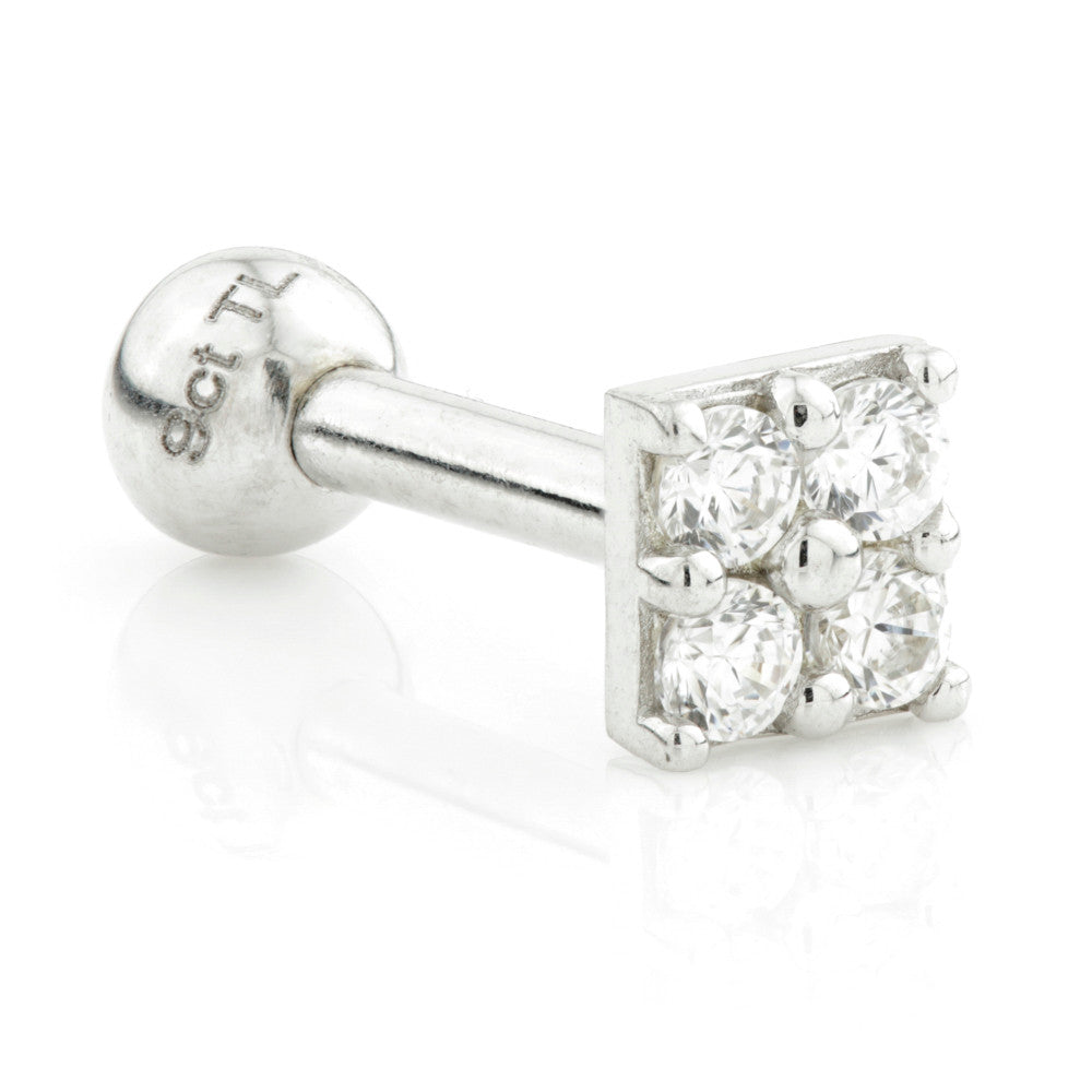 TL - 14 Carat Gold Jewelled Mono Square Cartilage Bar